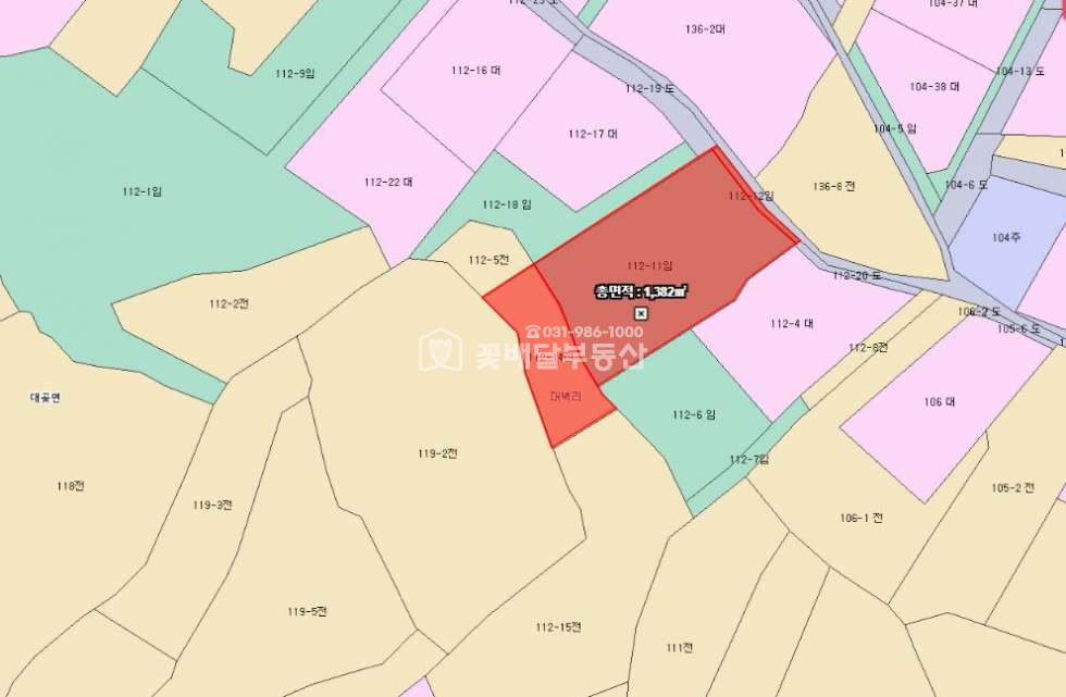 경기 김포시 대곶면 대벽리 [김포꽃배달부동산] 대벽리 전원주택 부지, 도로접, 좋은입지, 뒤쪽 경작농지까지 약 415평 매매 매물번호 10244 사진 1
